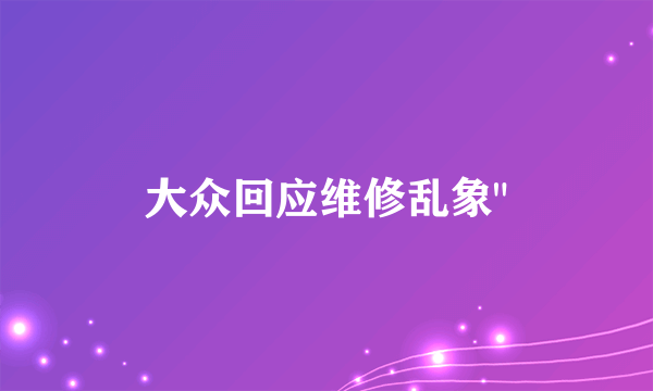 大众回应维修乱象
