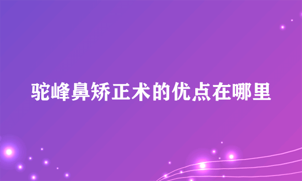 驼峰鼻矫正术的优点在哪里
