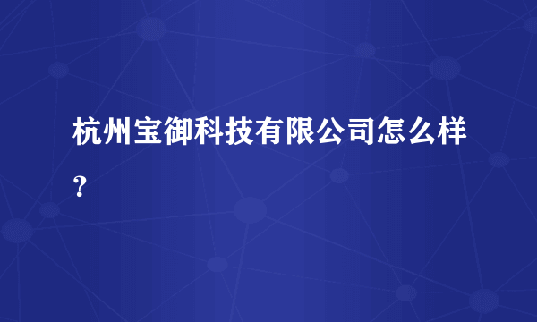 杭州宝御科技有限公司怎么样？
