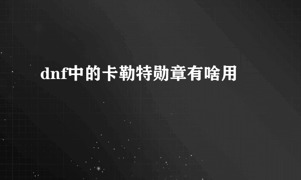 dnf中的卡勒特勋章有啥用
