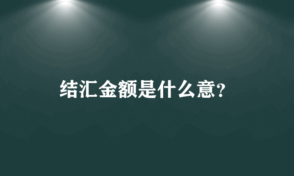 结汇金额是什么意？