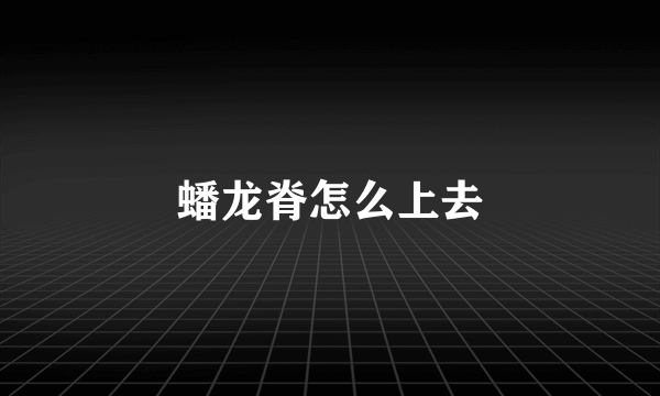 蟠龙脊怎么上去