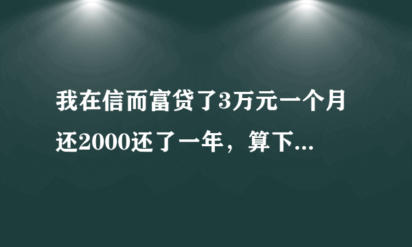 我在信而富贷了3万元一个月还2000还了一年，算下来24000、感觉跟高利贷差不多