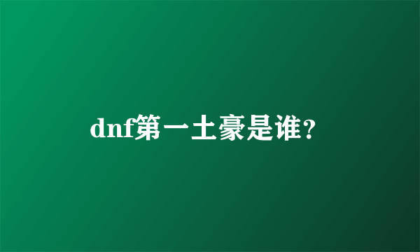 dnf第一土豪是谁？