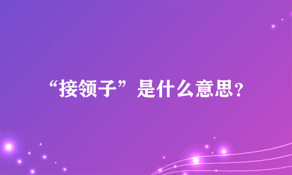 “接领子”是什么意思？