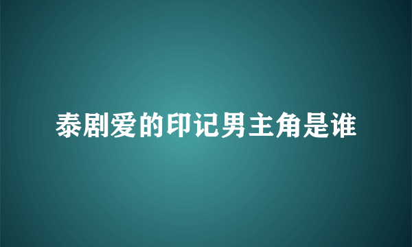 泰剧爱的印记男主角是谁