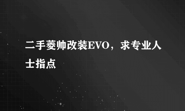 二手菱帅改装EVO，求专业人士指点
