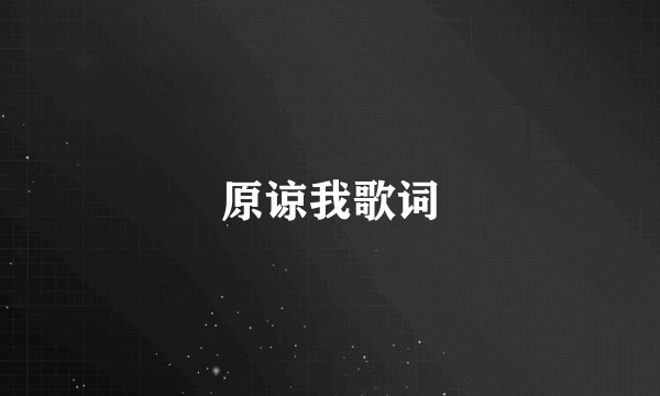 原谅我歌词