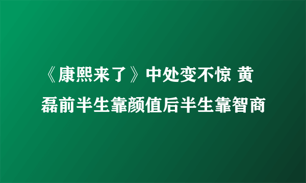 《康熙来了》中处变不惊 黄磊前半生靠颜值后半生靠智商