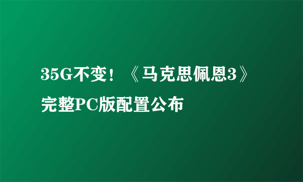 35G不变！《马克思佩恩3》完整PC版配置公布