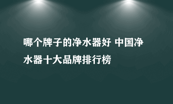 哪个牌子的净水器好 中国净水器十大品牌排行榜