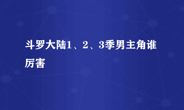 斗罗大陆1、2、3季男主角谁厉害
