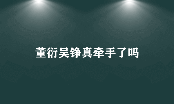 董衍吴铮真牵手了吗