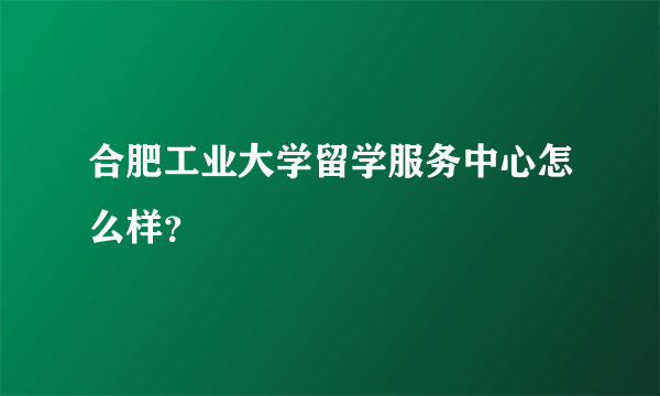 合肥工业大学留学服务中心怎么样？