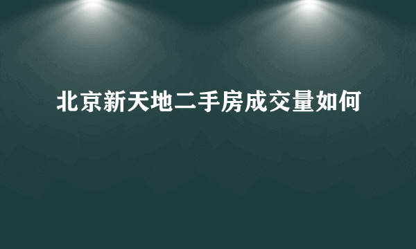 北京新天地二手房成交量如何
