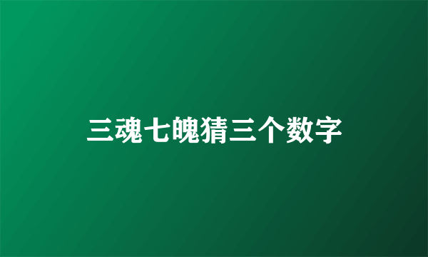三魂七魄猜三个数字