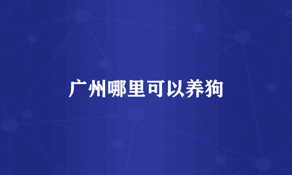 广州哪里可以养狗
