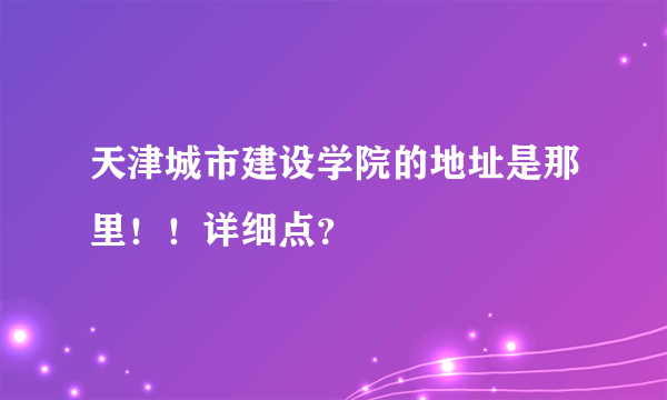 天津城市建设学院的地址是那里！！详细点？