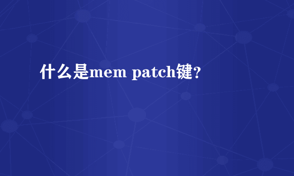 什么是mem patch键？