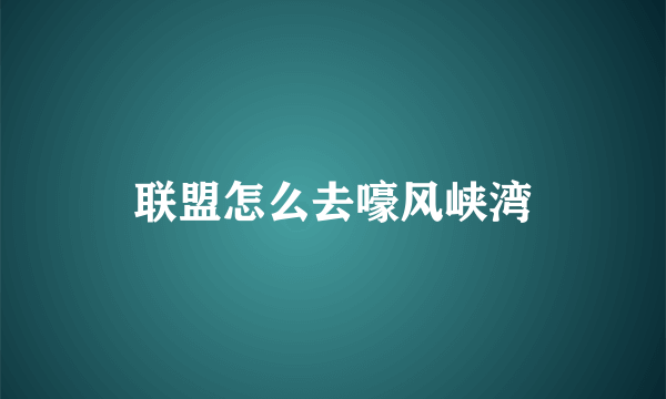 联盟怎么去嚎风峡湾