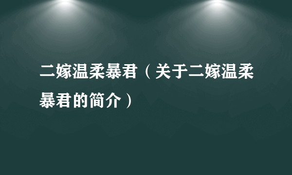 二嫁温柔暴君（关于二嫁温柔暴君的简介）