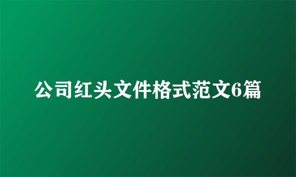公司红头文件格式范文6篇