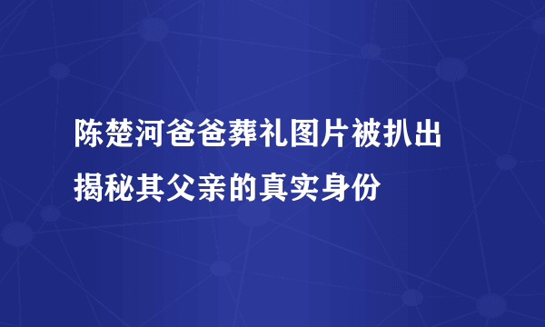 陈楚河爸爸葬礼图片被扒出 揭秘其父亲的真实身份