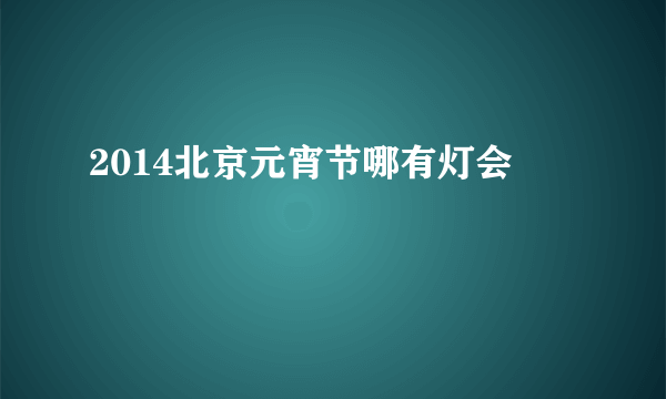 2014北京元宵节哪有灯会