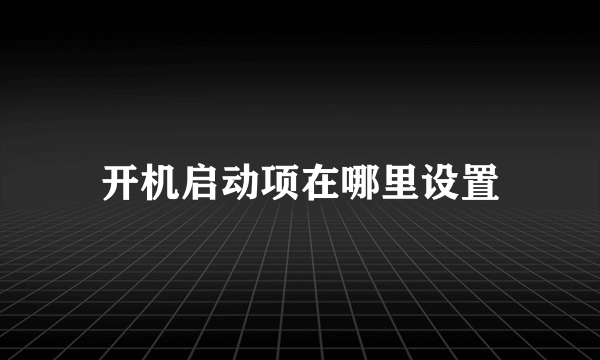 开机启动项在哪里设置