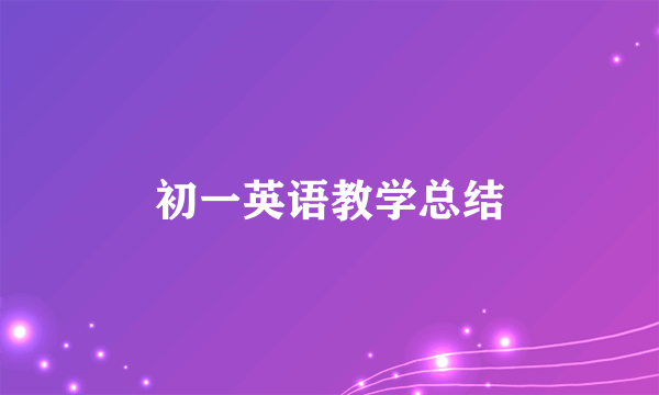 初一英语教学总结