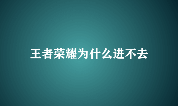 王者荣耀为什么进不去