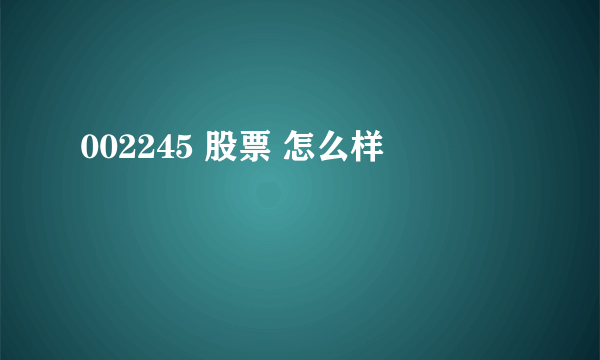 002245 股票 怎么样