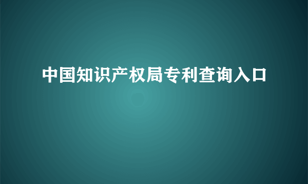中国知识产权局专利查询入口