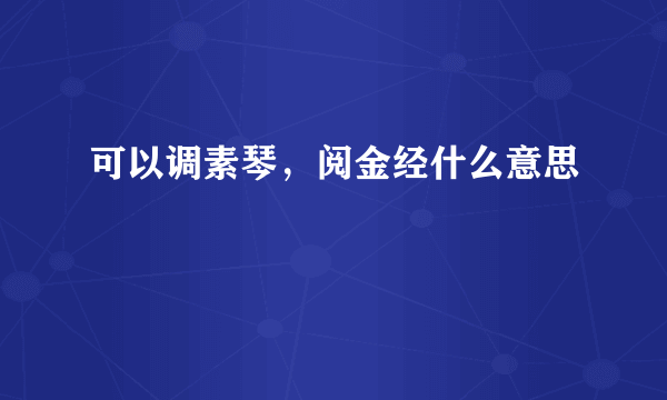 可以调素琴，阅金经什么意思
