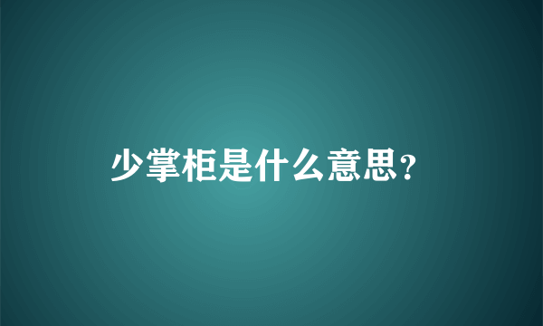 少掌柜是什么意思？