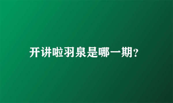 开讲啦羽泉是哪一期？