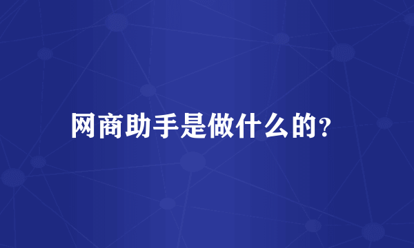 网商助手是做什么的？