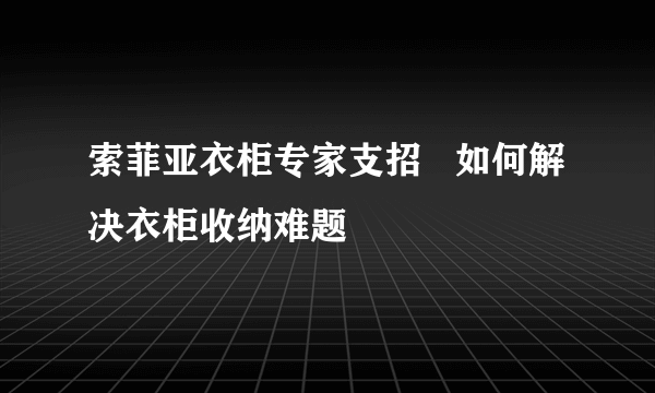 索菲亚衣柜专家支招   如何解决衣柜收纳难题