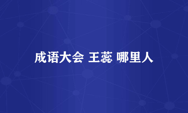成语大会 王蕊 哪里人