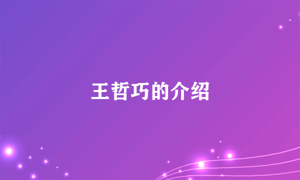 王哲巧的介绍
