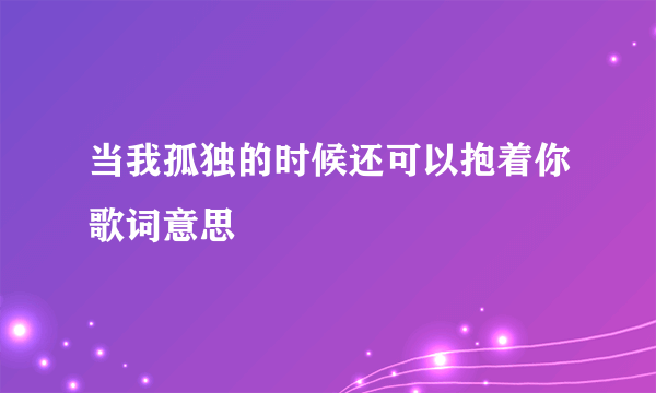 当我孤独的时候还可以抱着你歌词意思