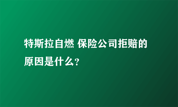 特斯拉自燃 保险公司拒赔的原因是什么？