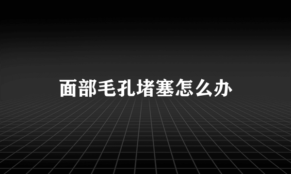 面部毛孔堵塞怎么办