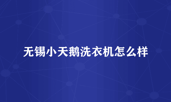 无锡小天鹅洗衣机怎么样