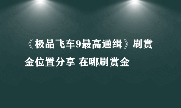 《极品飞车9最高通缉》刷赏金位置分享 在哪刷赏金