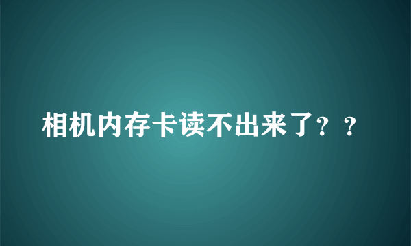 相机内存卡读不出来了？？