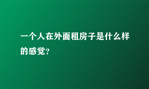 一个人在外面租房子是什么样的感觉？