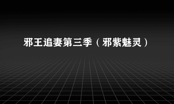 邪王追妻第三季（邪紫魅灵）