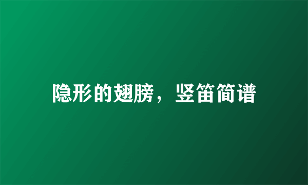 隐形的翅膀，竖笛简谱
