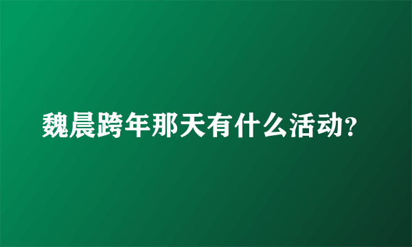 魏晨跨年那天有什么活动？